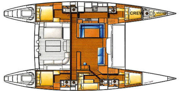 Lagoon 67ft - 2004, Refit 2014 layout